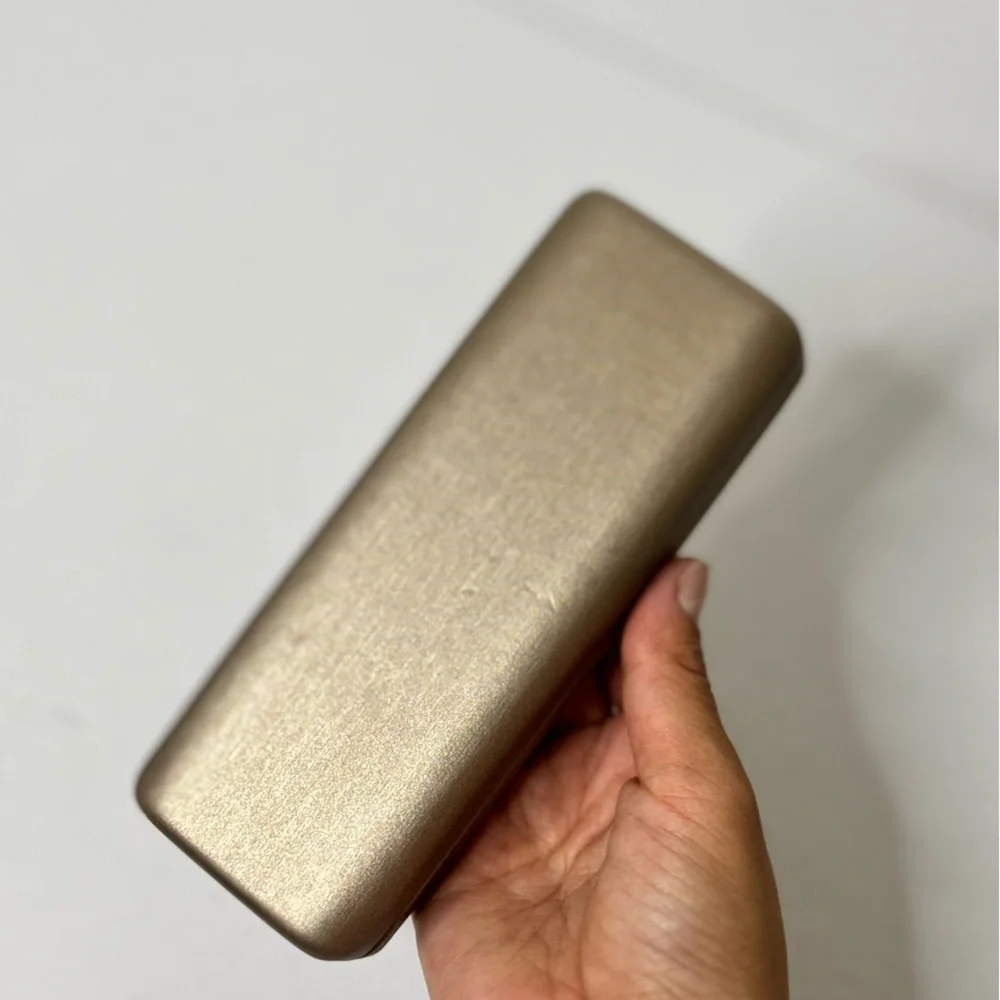 BVLGARI Sunglasses only Hard Case Gold Clamshell Eyeglasses Case Orange Interior